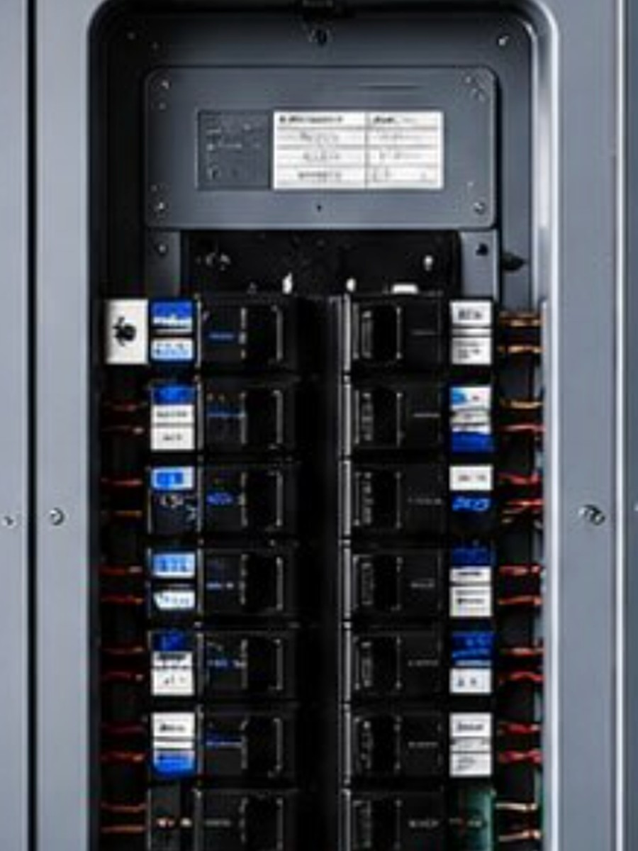 Electrical panel after the upgrade, modern breakers, labelled and built for the future