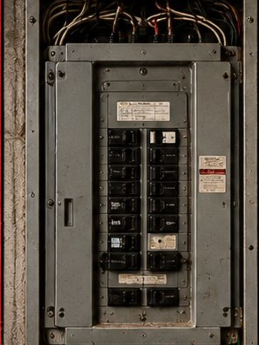 Electrical panel before the upgrade, outdated equipment and limited capacity